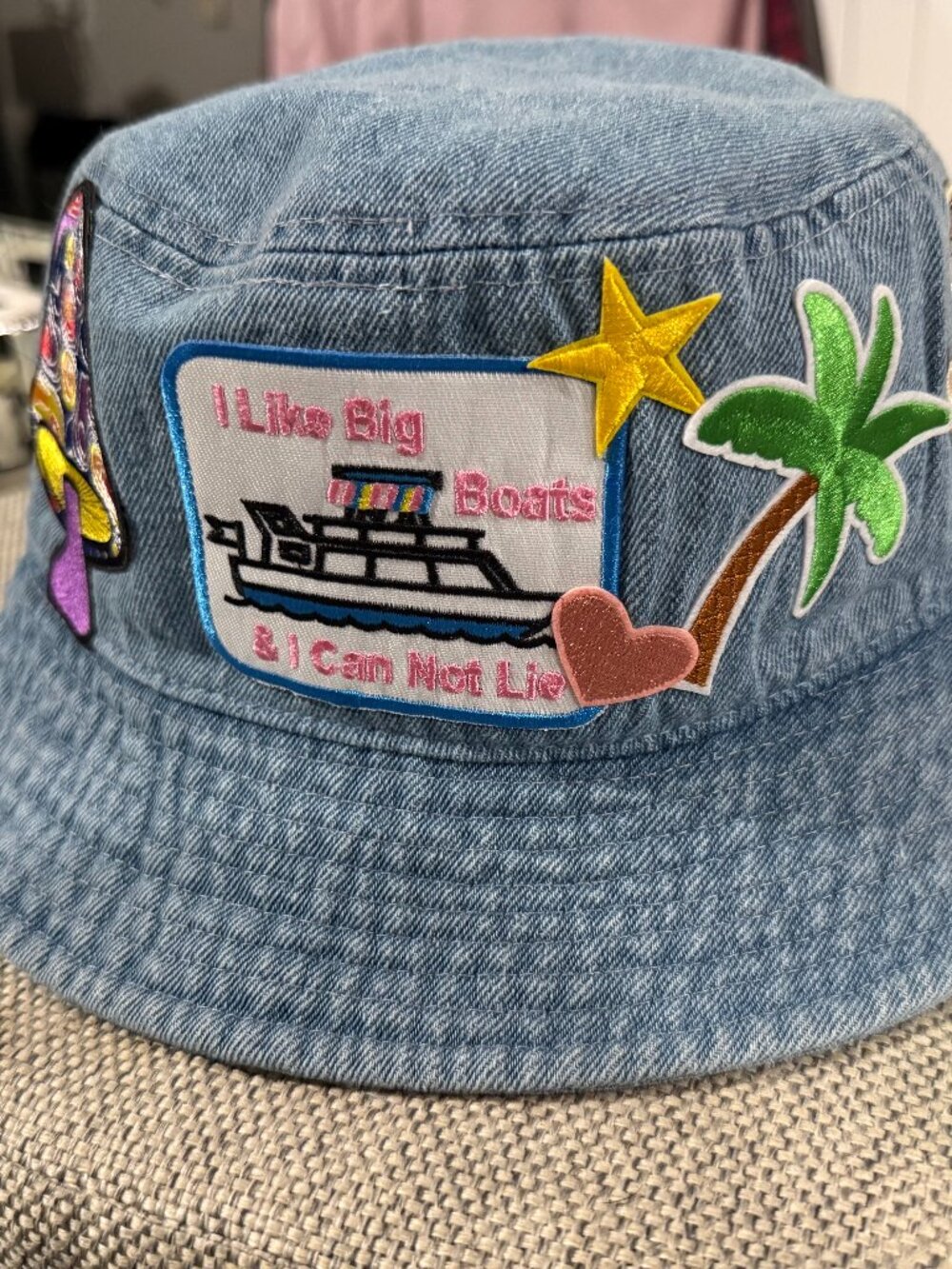 Woman's Denim Bucket Hat with Patches